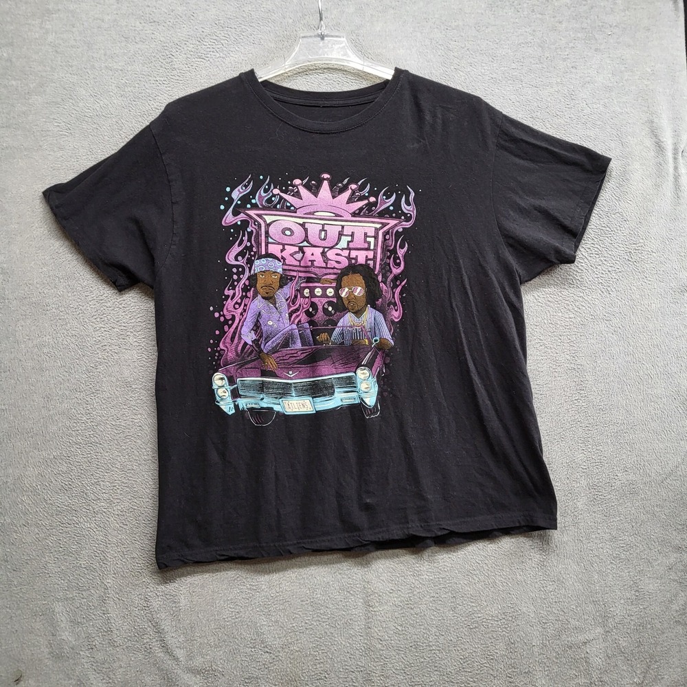 Outkast Men Shirt 2XL Black Logo Hip Hop Atliens Short‎ Sleeve Tee